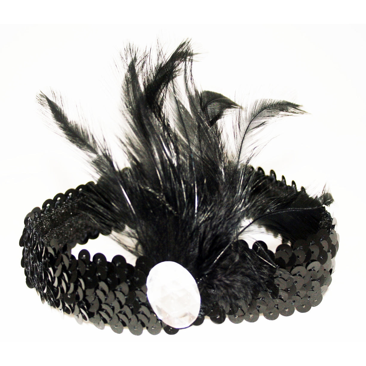 Black Sequined Flapper Headband - Manchester Fancy Dress